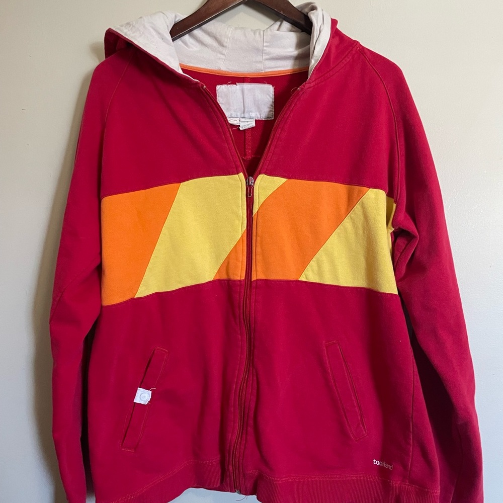 Retro Toddland Men's Red and Orange Hoodie